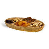Olive Wood Natural 5-Hole Tapas Tray
